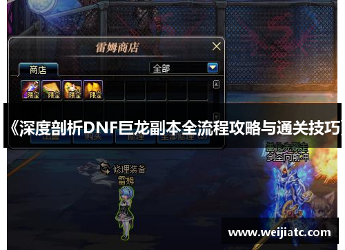 《深度剖析DNF巨龙副本全流程攻略与通关技巧》